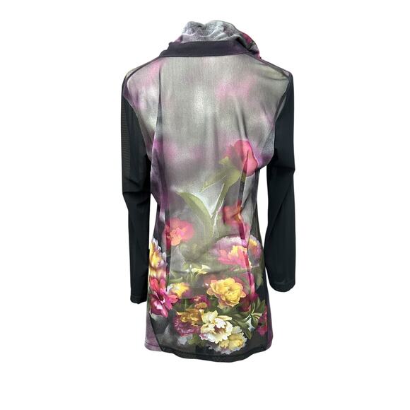 Romantic Sheer Floral Cardigan Jacket Mesh Statement Dark Feminine Size L - Picture 3 of 7